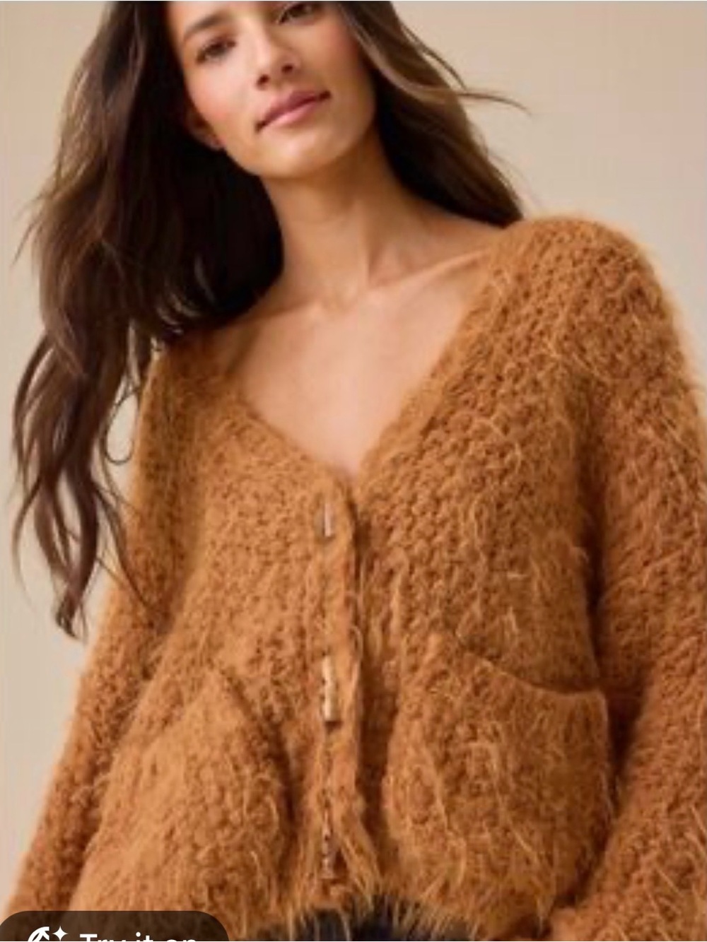 NWT Altar’d State Slouchy Fuzzy Toggle Cardigan Brown Orange Size Small